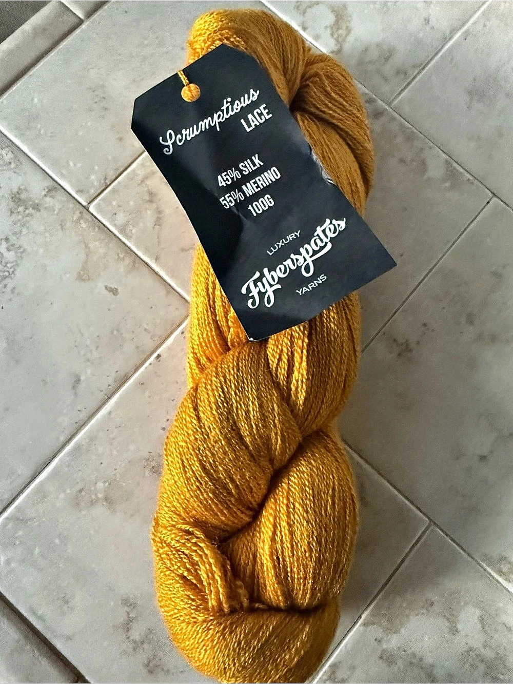 FiberSpates Lace Scrumptious Lace Yarn 100g One Hank in Yellow NWT